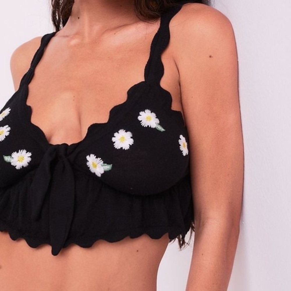 For Love And Lemons Daisy Tank Top Black NEW